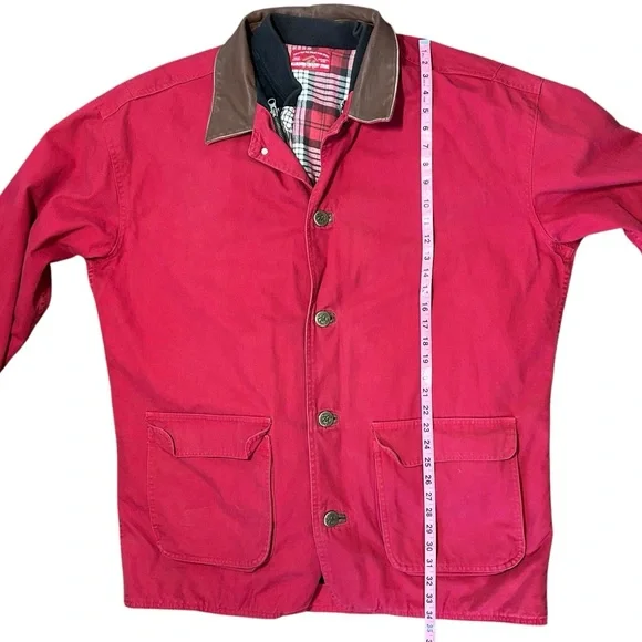 Vintage Marlboro Country Store Chore Coat Red Denim Workwear XL